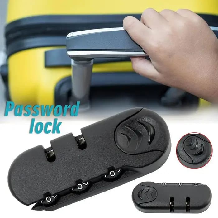 Serrure à Code à 3 Chiffres pour Bagages et Valise, Accessoire de Sécurité Noir, Anti-Vol, avec Nervures, JOBag