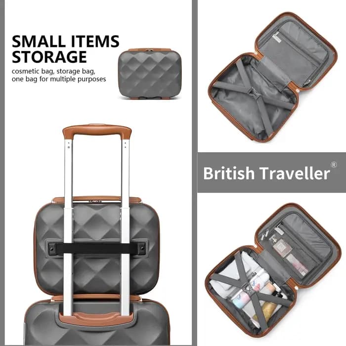 Étui de beauté pour voyageur britannique, mallette de maquillage rigide, bagage à main portable, poi