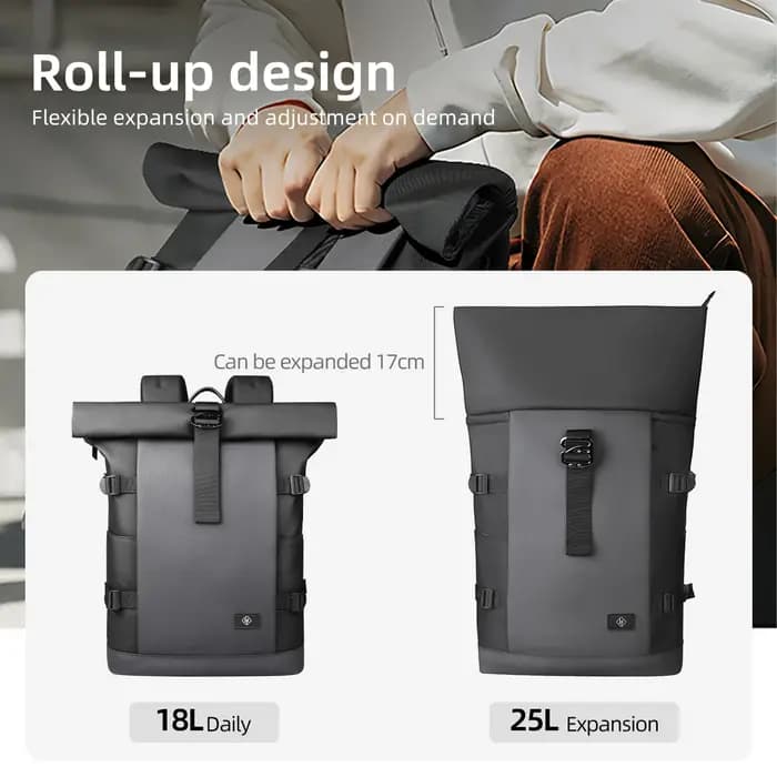 HK sac à dos étanche à roulettes pour hommes grande capacité extensible 17 pouces pochette d'ordinateur loisirs voyage sac à dos randonnée Camping sacs