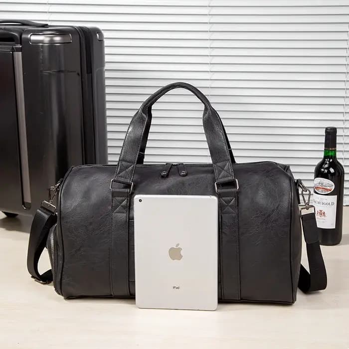 Sac de voyage en cuir pour homme avec compartiment à chaussures