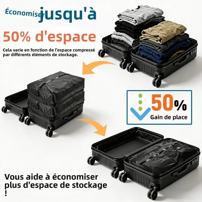 Lot de 5 Sacs de Compression sous Vide TPU (9L-41L)