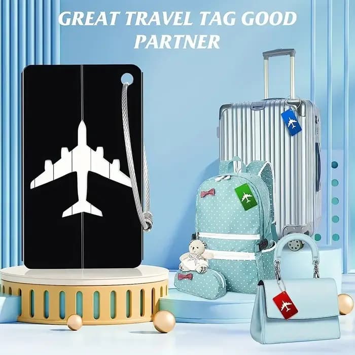 Étiquette de bagage d'avion en alliage d'aluminium avec nom, étiquette de bagage de voyage, carte d'identité, Anti-perte, couleur unie, accessoires de voyage