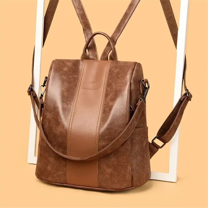 Sac à dos en cuir antivol pour femme