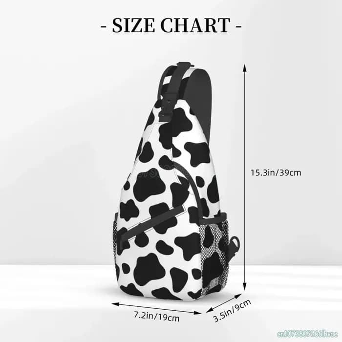 Sac à dos à bandoulière imprimé vache noir et blanc