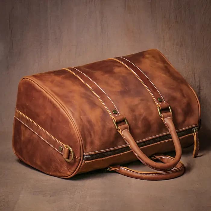 Sacs de voyage rétro en cuir de vachette pour hommes et femmes
