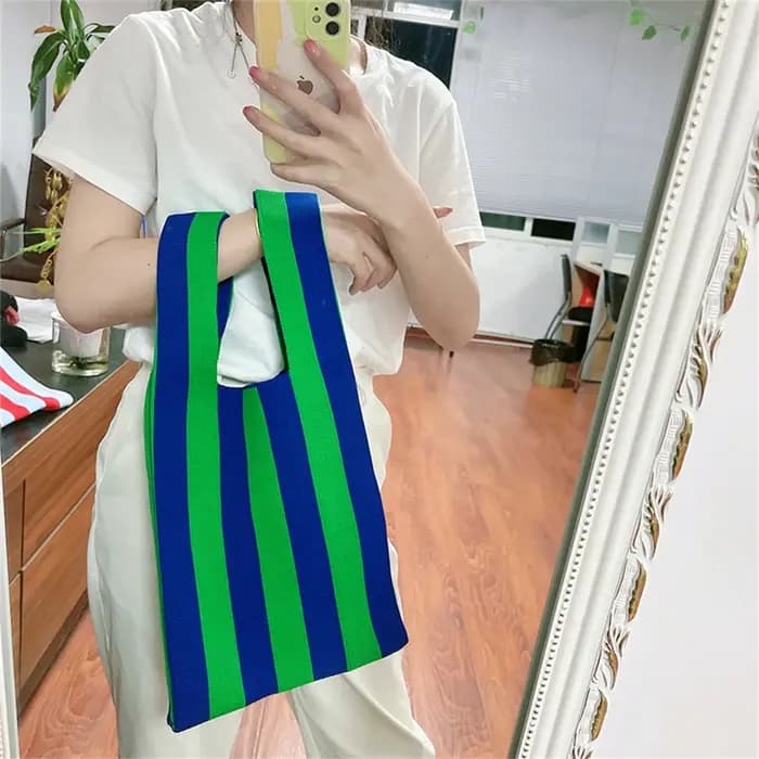Sacs fourre-tout en tricot rayé sac à bandoulière pour femme mode