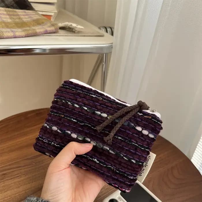 Mini trousse à cosmétiques rétro à carreaux et rayures
