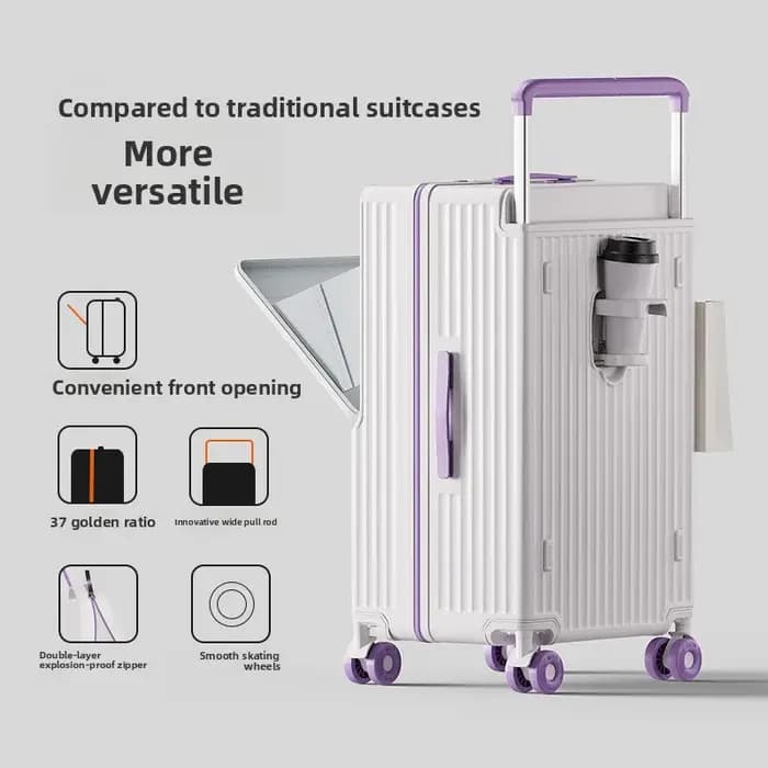 Valise unisexe grande capacité 20 pouces, durable, modèle 2025, poignée large, ouverture frontale, s