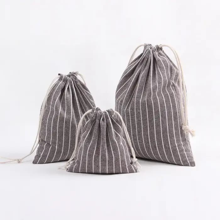 Sac à cosmétiques en coton et lin avec cordon de serrage