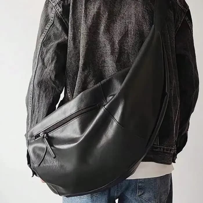 Sac à bandoulière élégant en PU en forme de boulette pour hommes
