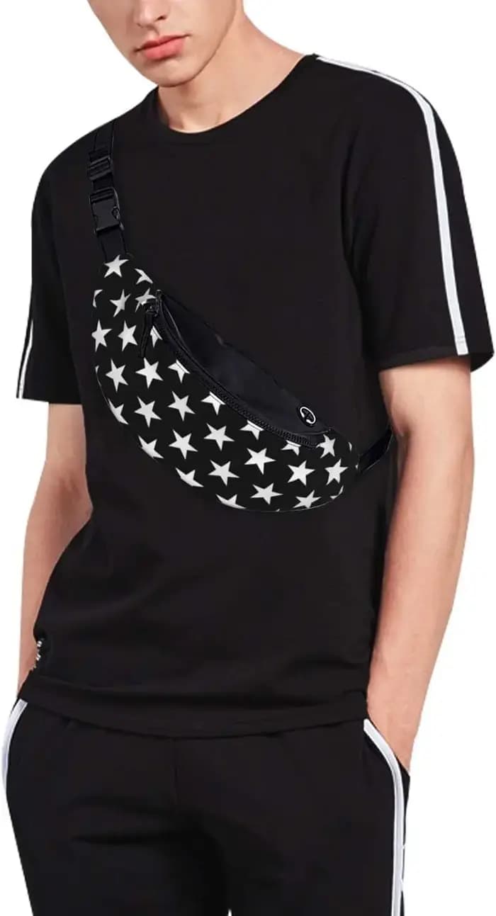 Star Noir et Blanc Fanny Packs pour Femmes Hommes Taille Réglable Sac Bandoulière