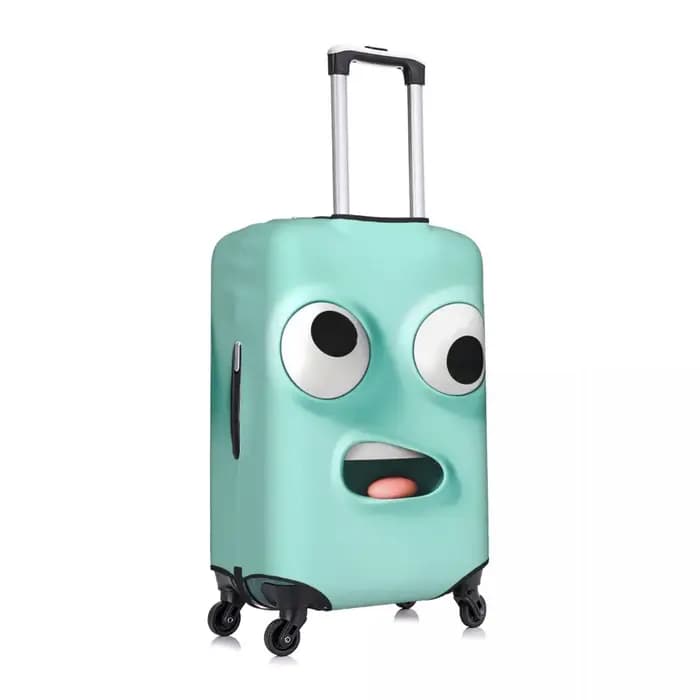 Housse de valise visage drôle Expression de dessin animé abstrait bleu voyage de croisière vol extensible fixation