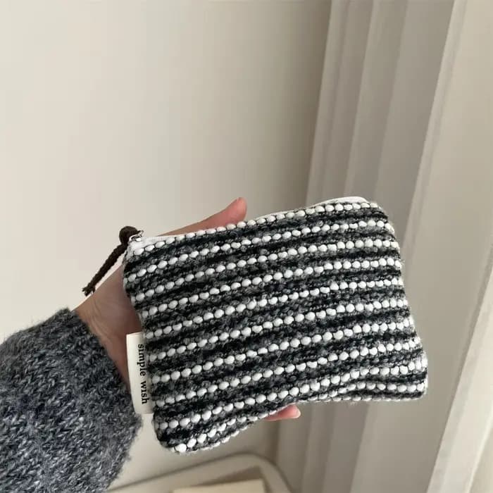 Mini trousse à cosmétiques rétro à carreaux et rayures