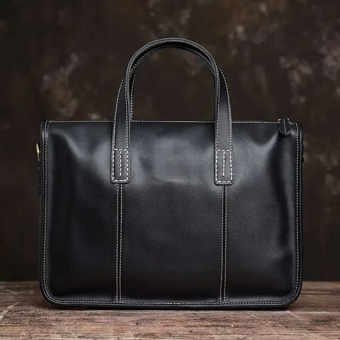 NUPUGOO – serviette d'affaires en cuir véritable pour hommes