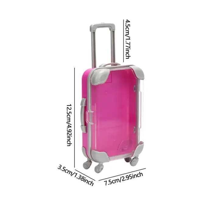 Mini valise transparente avec roues rotatives et poignée