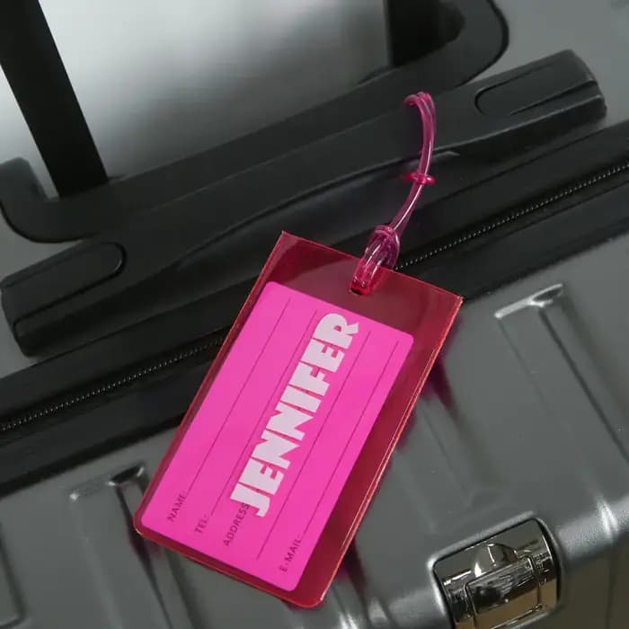 Étiquette de bagage personnalisée avec nom, étiquette de bagage fluorescente en PVC, étiquette d'identification de valise transparente imperméable avec carte nominative