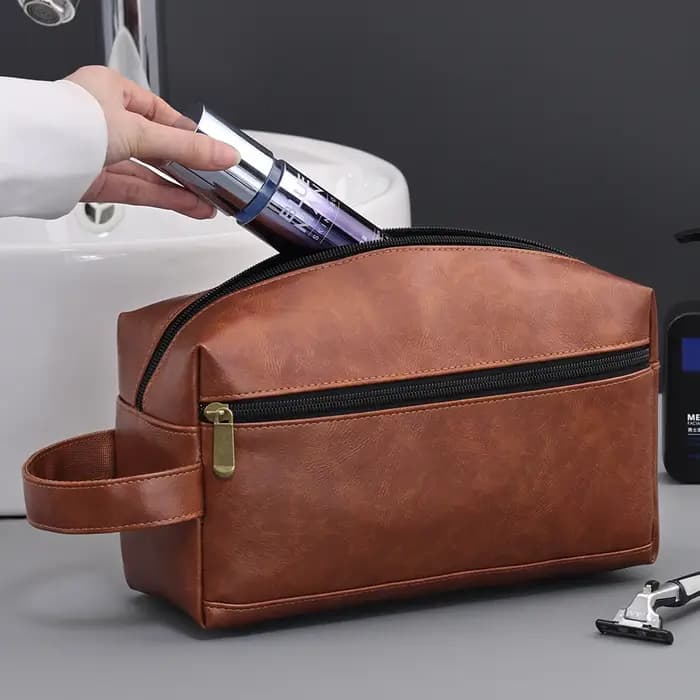 Sac à cosmétiques en cuir pour hommes