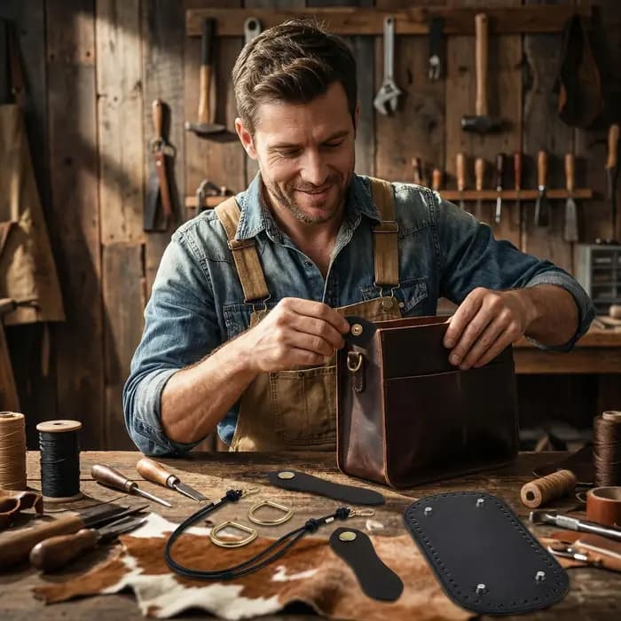 1 ensemble d'accessoires de bricolage pour sac en cuir PU multicolore à grain croisé