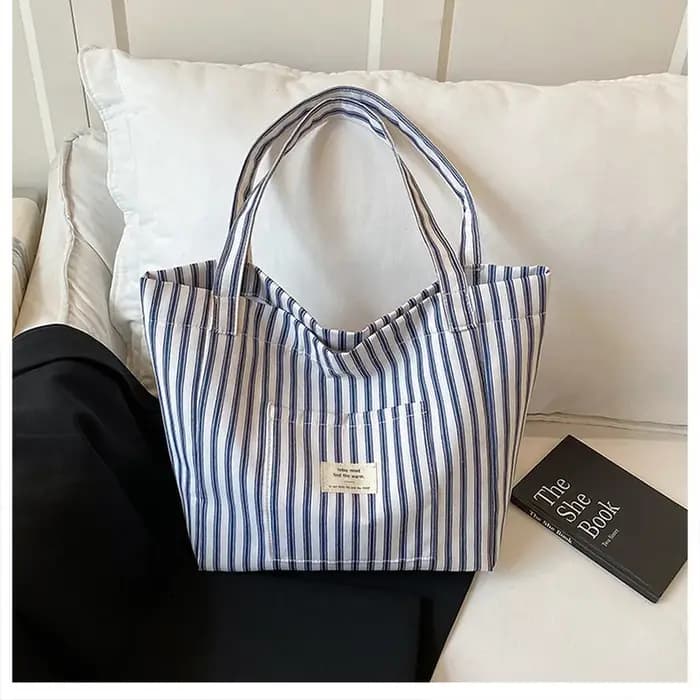Nouveau Sac de Plage Cabas Tendance pour Femme en Toile Rayée Grande Capacité Sac à Bandoulière Sac à Main