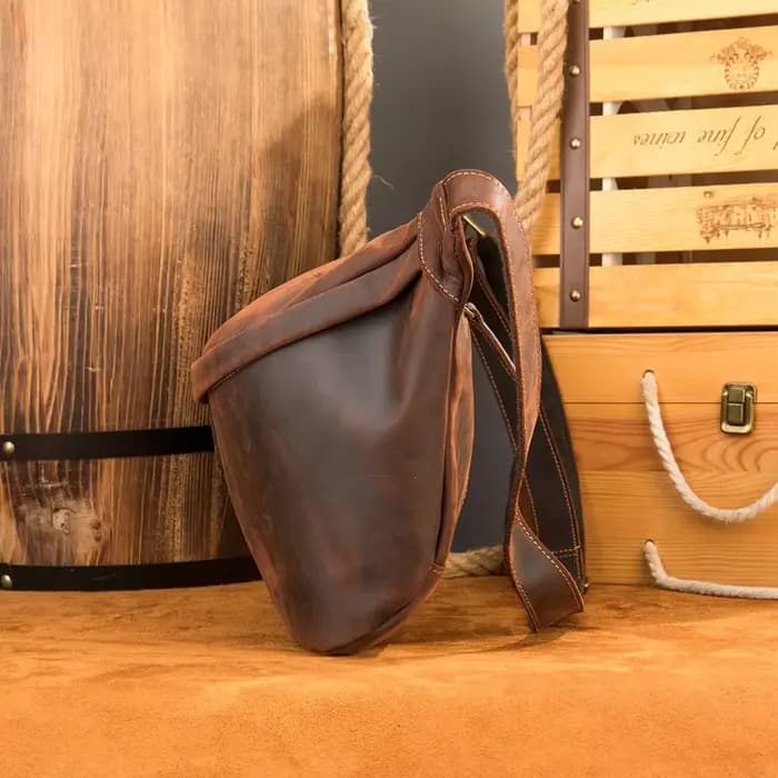 Crazy Horse – sac de poitrine en cuir véritable pour hommes