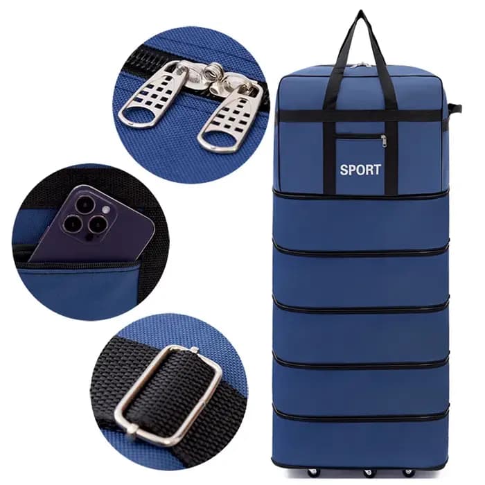Sac de voyage pliable polyvalent à 5 couches avec roulettes