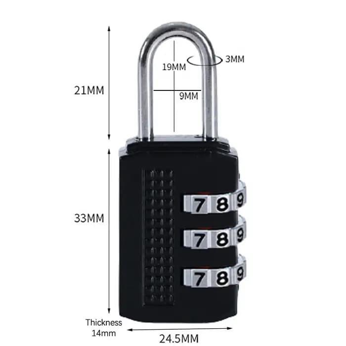 Cadenas à combinaison de chiffres à 3 chiffres, serrure étanche pour l'extérieur, valise, sac à baga