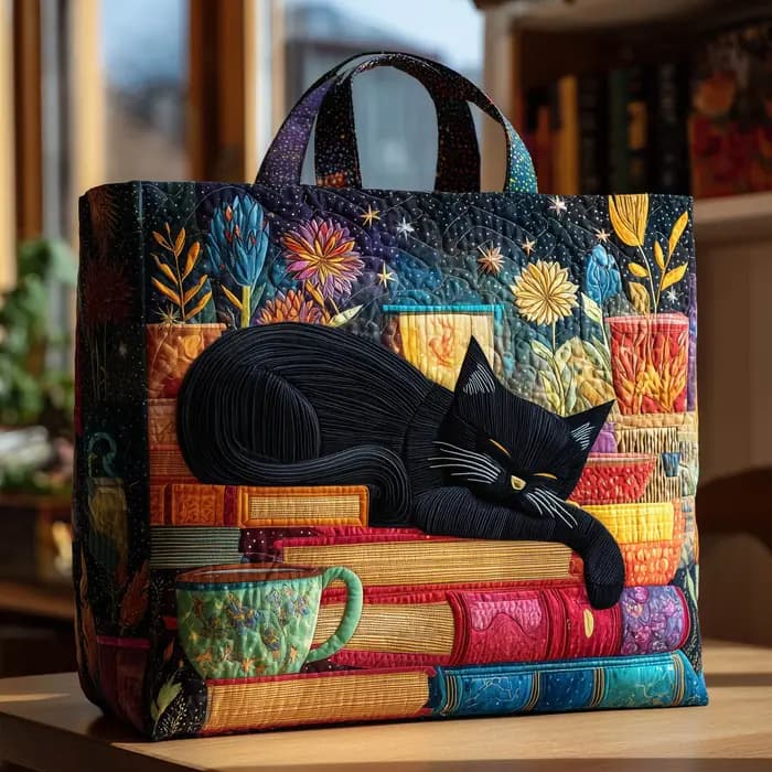  Sac fourre-tout matelassé 3D imprimé animaux (chat) pour femme et homme
