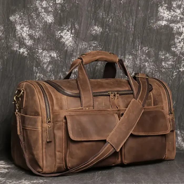 Sac de sport grande taille en cuir véritable pour hommes