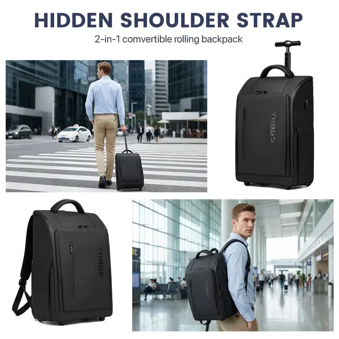 Valise cabine 20 pouces à roulettes avec fonction sac à dos