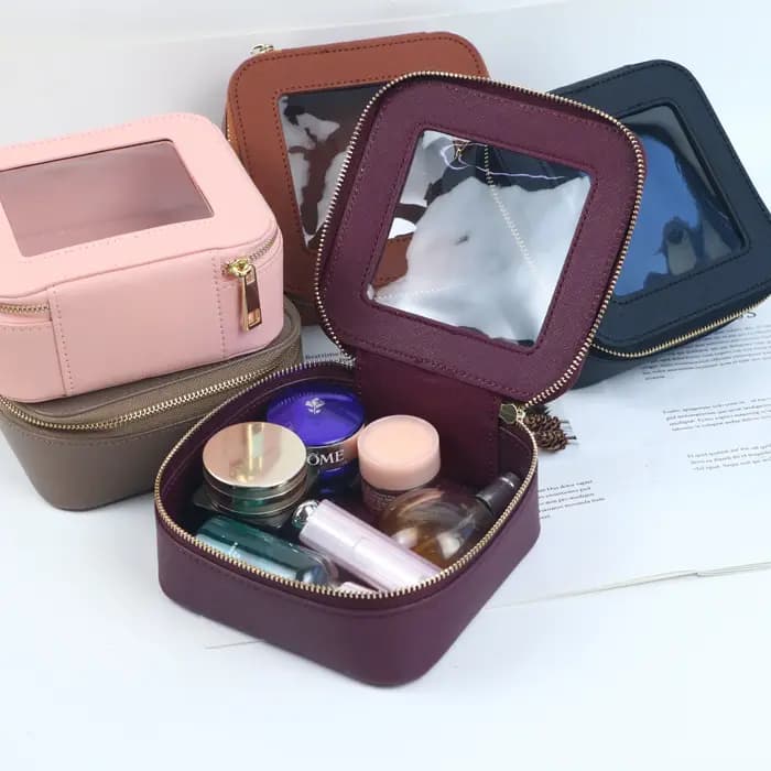 Trousse de toilette de voyage en cuir Saffiano pour femmes