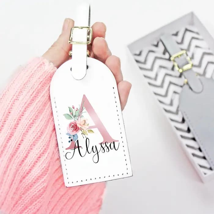 Étiquette de bagage en cuir Pu avec nom personnalisé