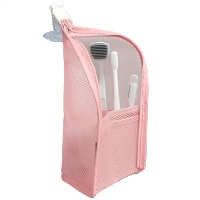 Trousse de Maquillage Verticale Pliable et Suspendable, Pochette de Voyage pour Brosse à Dents, Dentifrice et Nettoyant Visage