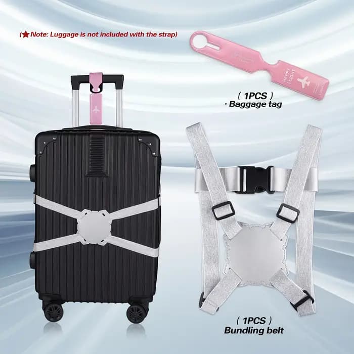 Ensemble de 2 sangles de bagage + étiquette de bagage, disponible en 5 couleurs, sangle de fixation
