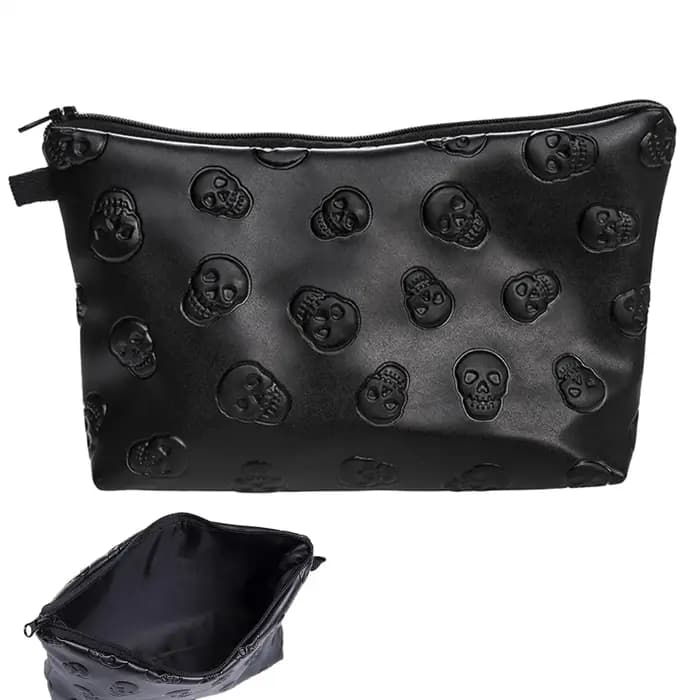 Sac à cosmétiques en cuir PU imperméable, sac de maquillage, organisateur de voyage pour cosmétiques, trousse de toilette, sacs de rangement pour maquillage, noir