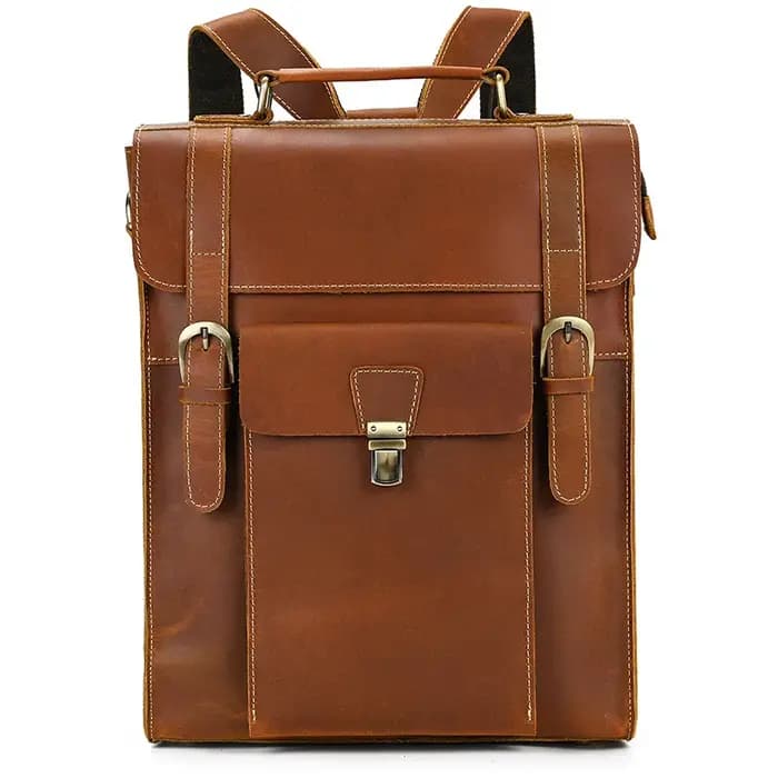 Sac à dos en cuir de cheval Elin pour hommes et femmes, sac d'école de créateur de luxe, mode vintag