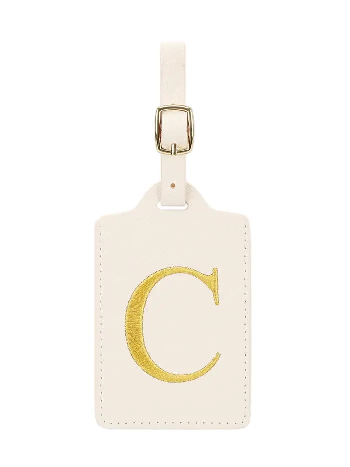 Étiquette de bagage en cuir brodée élégante et personnalisée, anti-perte, étiquette d'identification