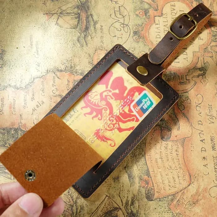 Étiquette de bagage en cuir avec lettre personnalisée-étiquette de voyage en peau de vache de couche supérieure