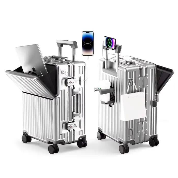 Valise AIWEINY à cadre en aluminium, coque rigide en PC, résistante à la pression, bagages de voyage