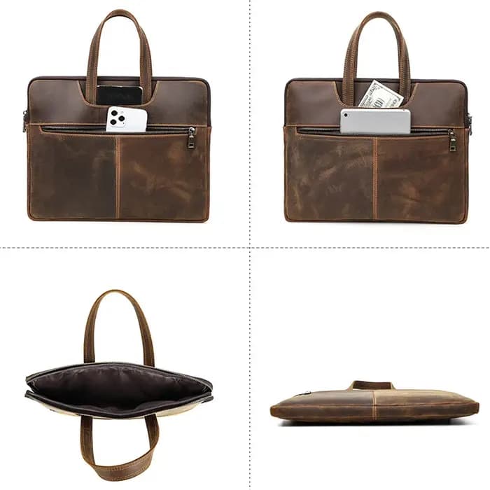 Porte-documents en cuir véritable pour hommes