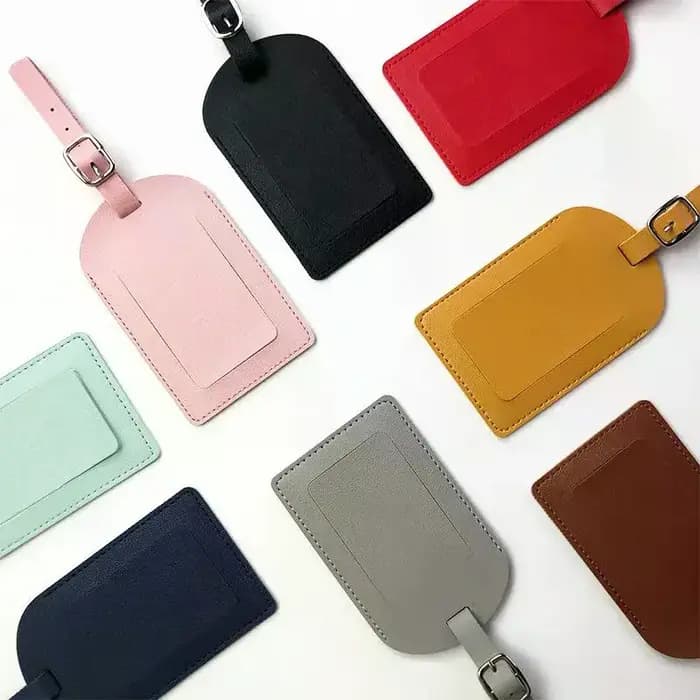 Étiquette de bagage en cuir PU pour valise, porte-nom et adresse, accessoire de voyage pour femmes et hommes