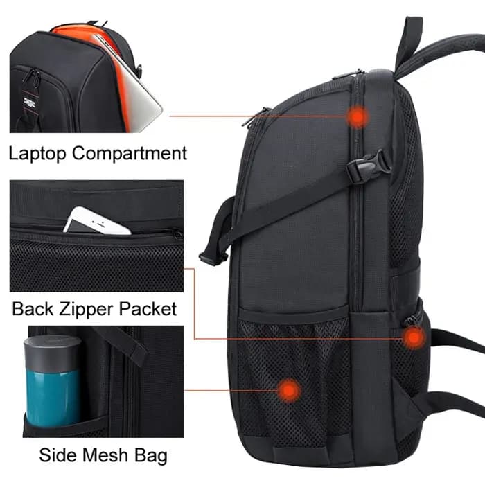Sac à dos étanche pour appareil photo de grande capacité