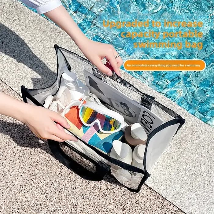 Sac de rangement transparent à fermeture éclair avec poignée
