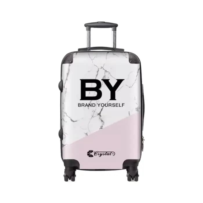 Valise à rayures classiques personnalisée : sac trolley monogramme personnalisé avec roulettes