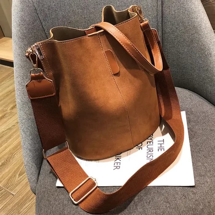 Sac à main de voyage vintage en cuir nubuck PU façon daim