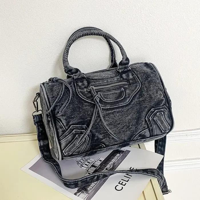 Sac bandoulière rétro polyvalent en jean grande capacité
