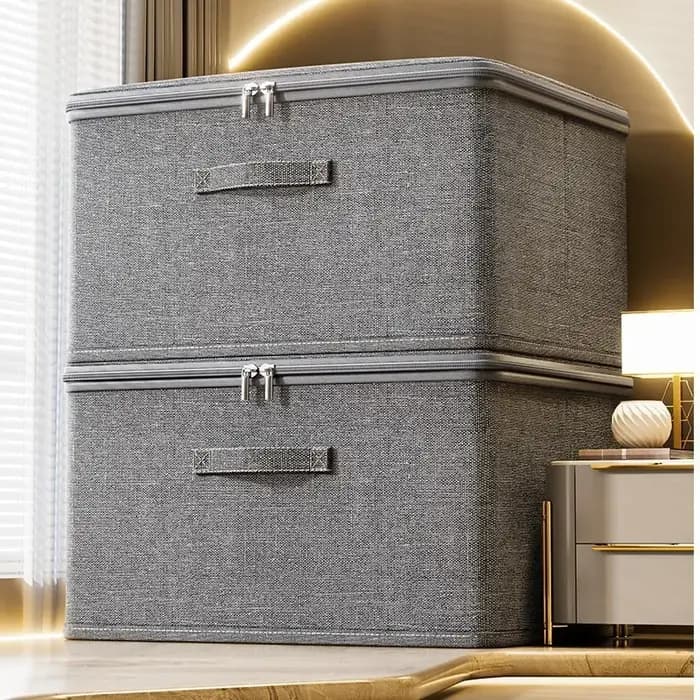 Boîte de rangement pliable avec fermeture éclair et couvercle, grande capacité, pour vêtements, couettes, organiseur anti-poussière pour placard, couvertures, literie, bac de rangement pour la maison