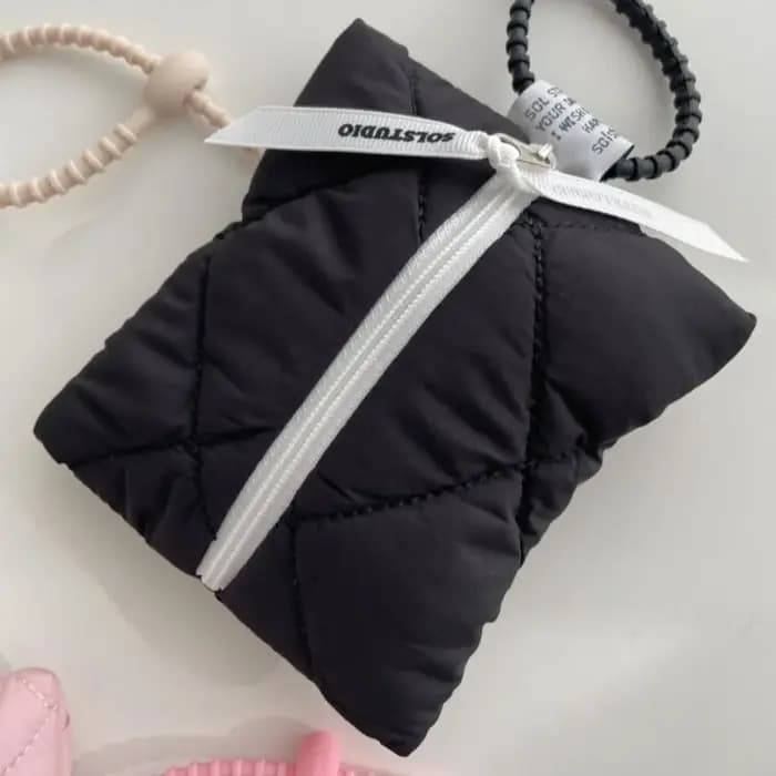 Mini sac à cosmétiques matelassé en coton