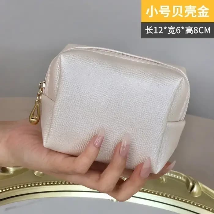 Sacs à cosmétiques en cuir PU avec fermeture éclair pour femme, trousse de maquillage, étui à rouge