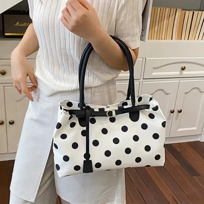 Sac fourre-tout coréen à pois avec boucle de ceinture
