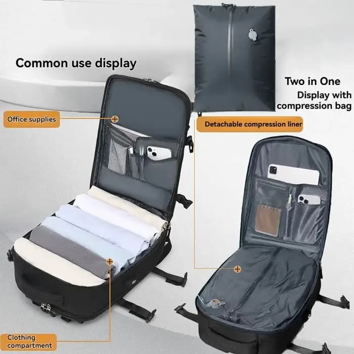 Sac à dos de voyage à pompe à air intégrée scellé sous vide